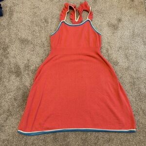 ModCloth Coral Turquoise Flutter Sleeve Fit and Flare Knit Sweater Dress 1X